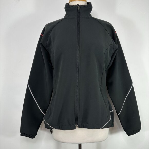 Vintage 90s Nike Full Zip Running Windbreaker Jacket Women’s Size L Gray Black - Picture 1 of 14